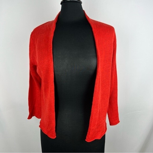Eileen Fisher open front linen cardigan - Picture 1 of 10